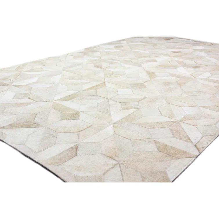 Ruvi Geometric Handmade Cowhide Camel Area Rug