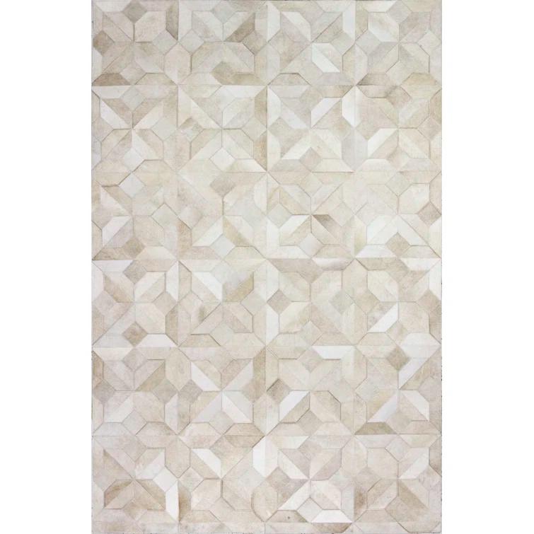 Ruvi Geometric Handmade Cowhide Camel Area Rug