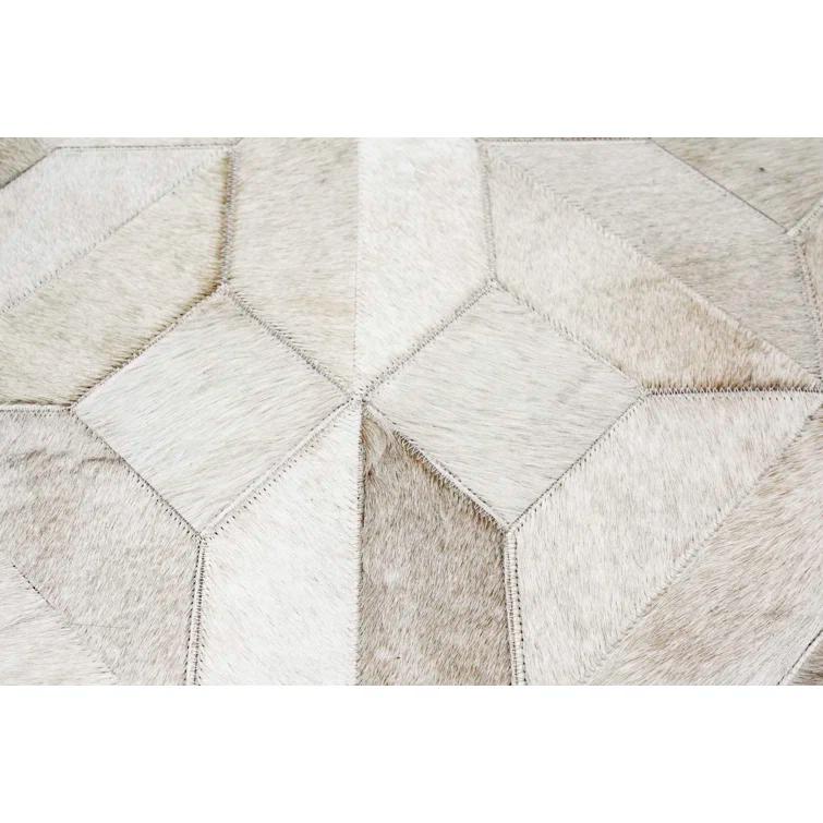 Ruvi Geometric Handmade Cowhide Camel Area Rug
