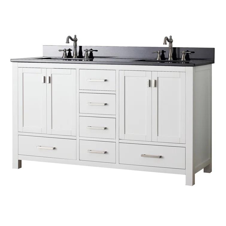 White Double Vanity with Cala White Marble Top