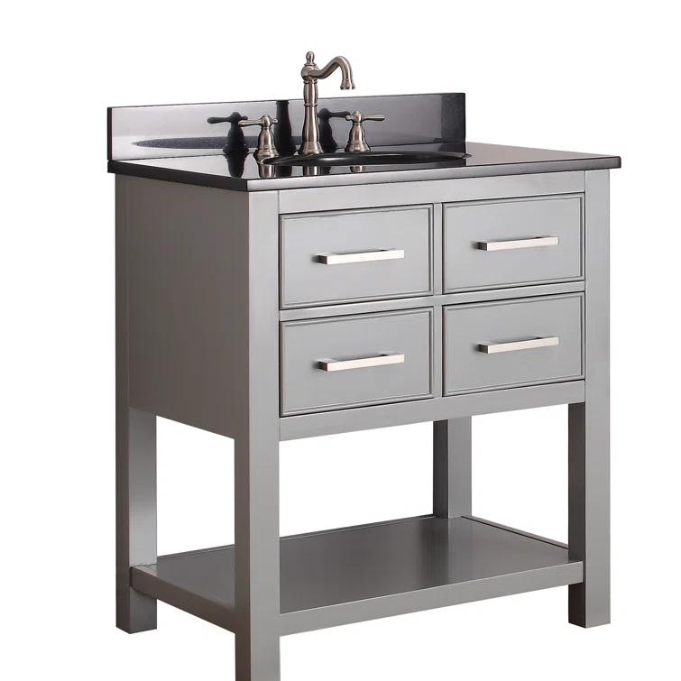 Chilled Gray 31" Stone Top Single Sink Vanity