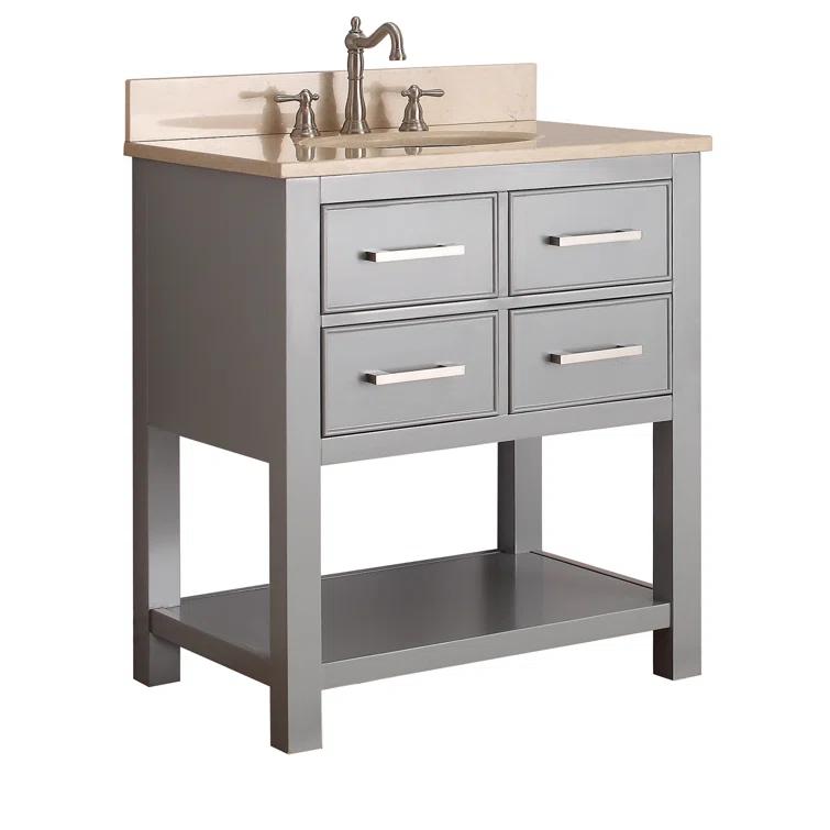 Chilled Gray 31" Stone Top Single Sink Vanity