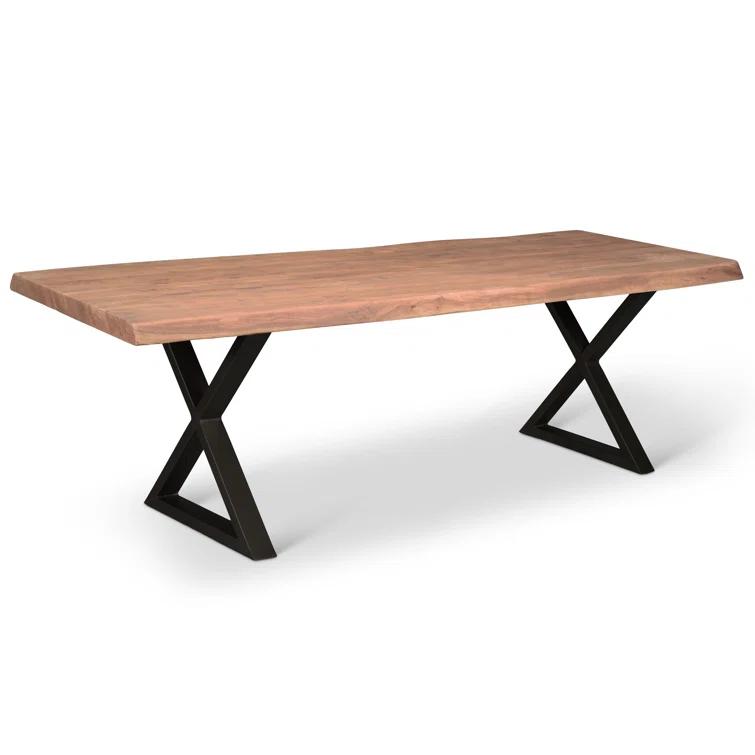Ebonized Acacia Wood & Black Aluminum 116" Transitional Dining Table