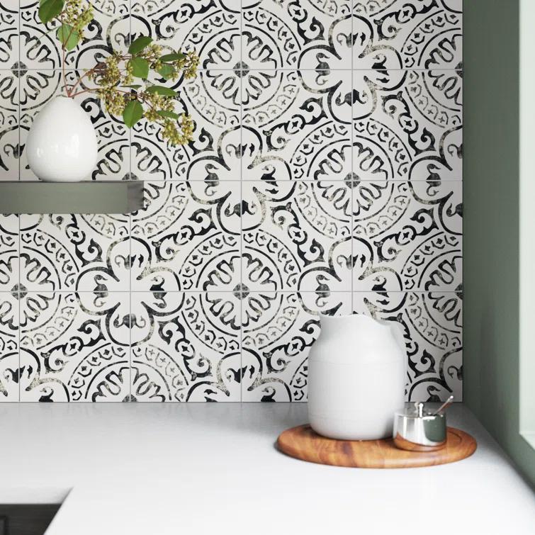 Amara 8" x 8" Encaustic Look Matte Porcelain Floor & Wall Tile