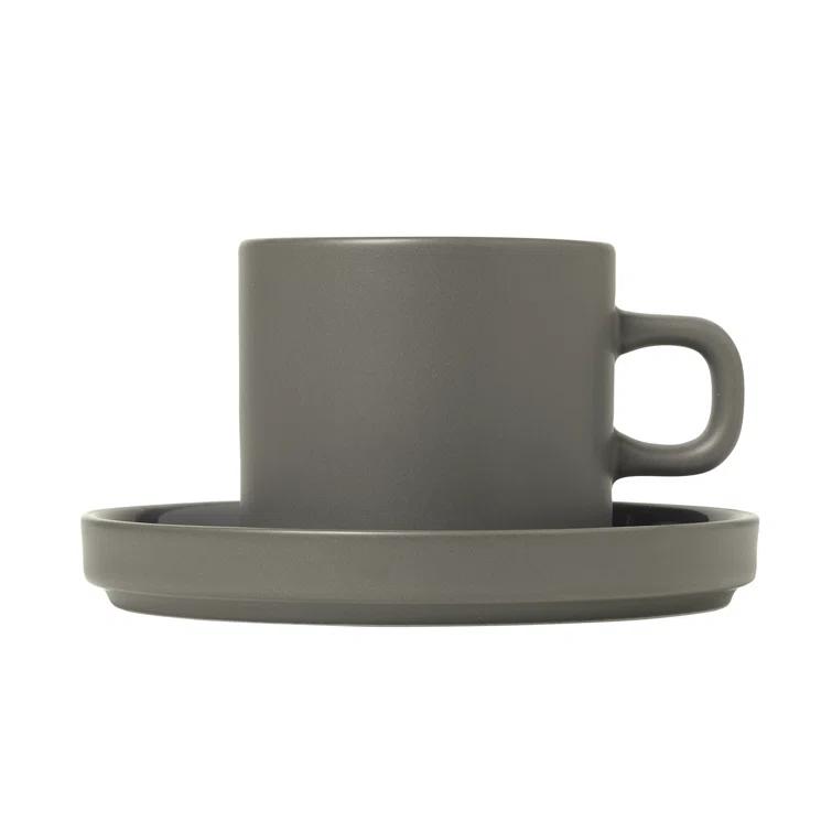 Blomus PILAR Stoneware Coffee Mug & Saucer (Set of 2)