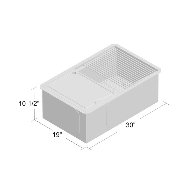 KRAUS Kore™ Workstation 30-inch L Undermount 16 Gauge Single Bowl Stainless Steel Kitchen Sink with Accessories
