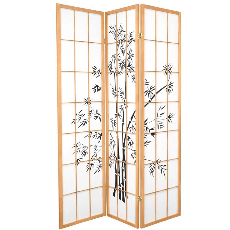 Oriental Furniture 6 Ft Tall Lucky Bamboo Room Divider, 3 panel, natural color, traditional