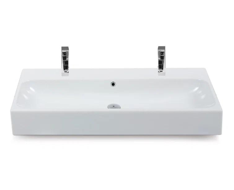 CeraStyle By Nameeks Pinto 18.3'' White Ceramic Rectangular Vessel, Wall Mount Bathroom Sink with Overflow