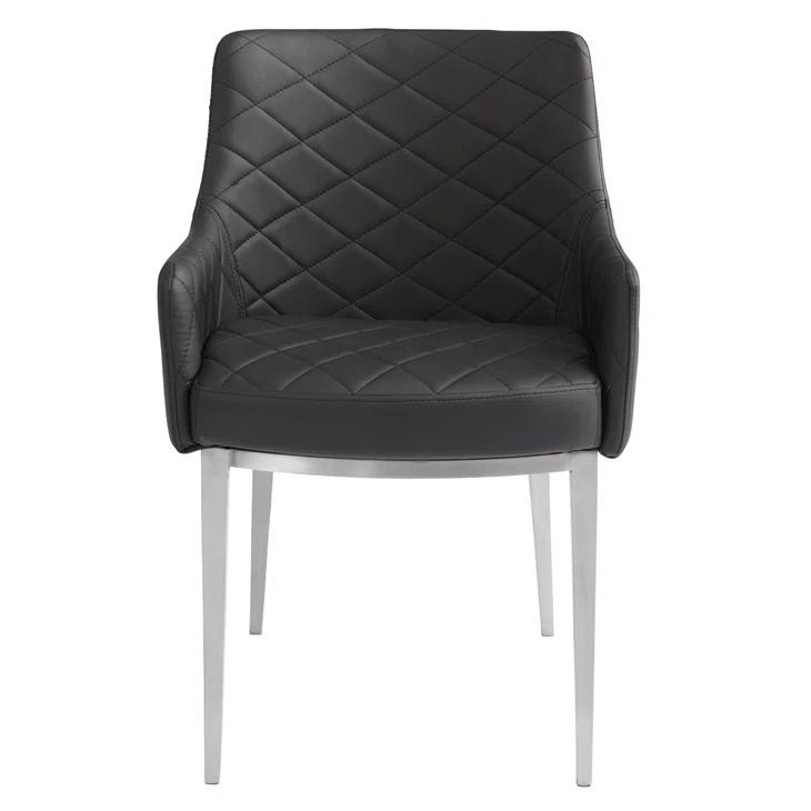 Black Faux Leather Armchair with Metal Legs