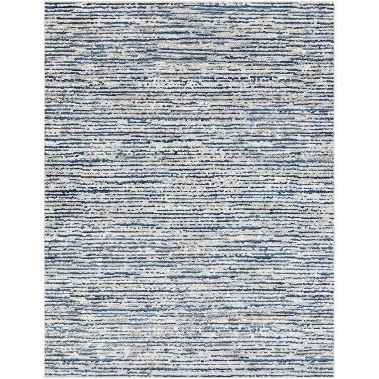 Cepeda Machine Woven Striped Navy/Light Gray Area Rug