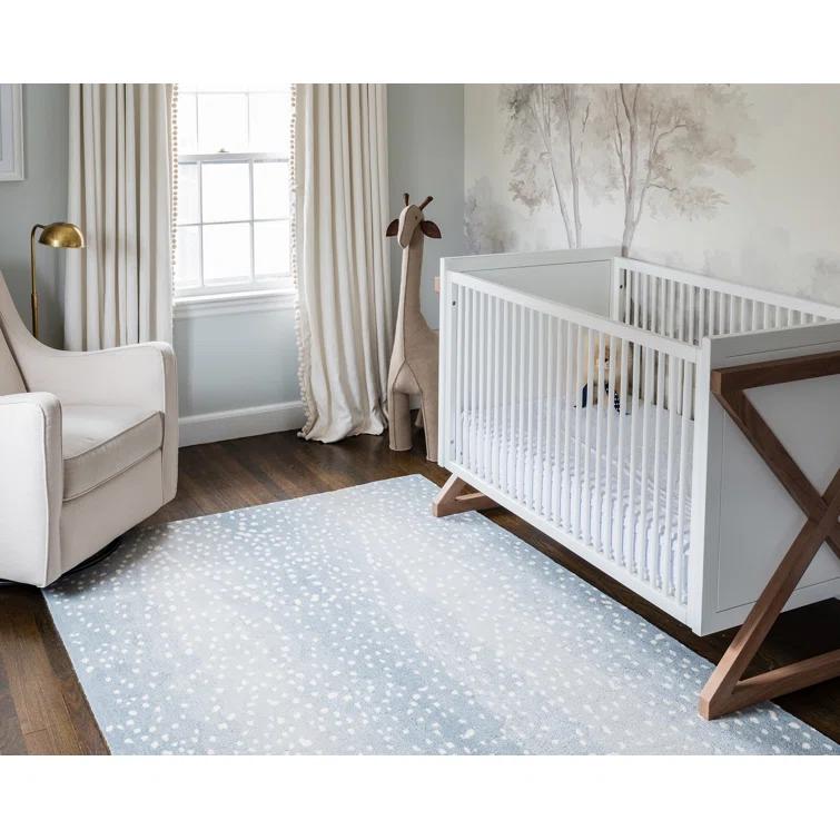 Woodland Animal Print Handmade Tufted Wool Gray/Blue Area Rug