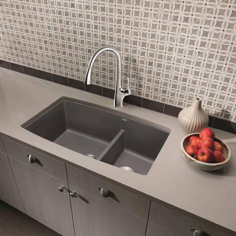 Performa SILGRANIT 33" L x 19" W Double Bowl Undermount Kitchen Sink