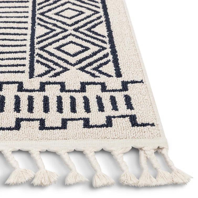 Geometric Dark Blue Area Rug