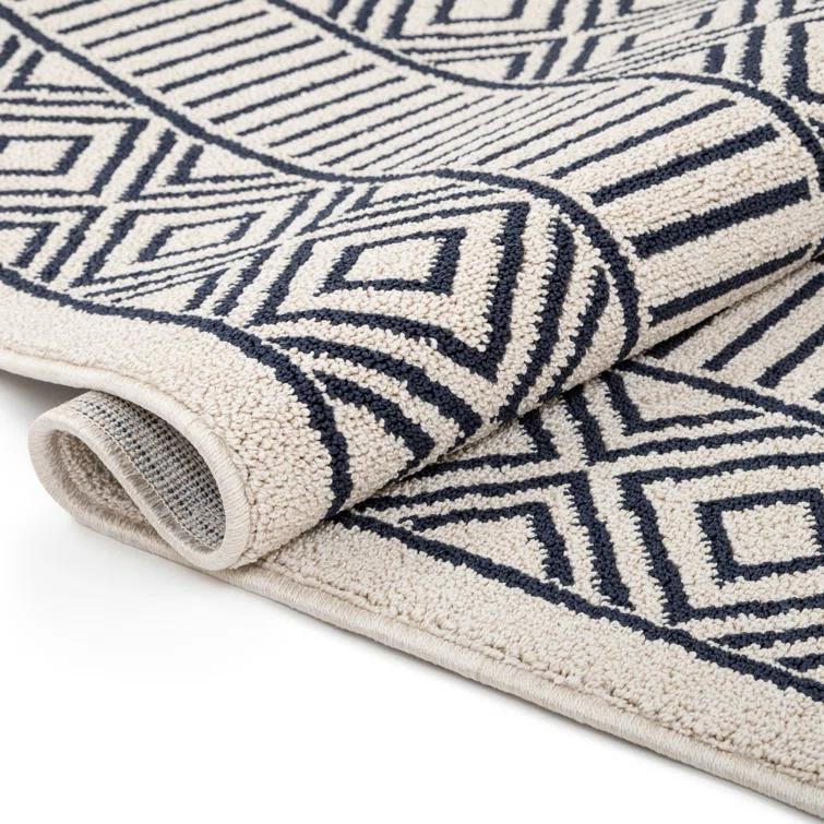 Geometric Dark Blue Area Rug