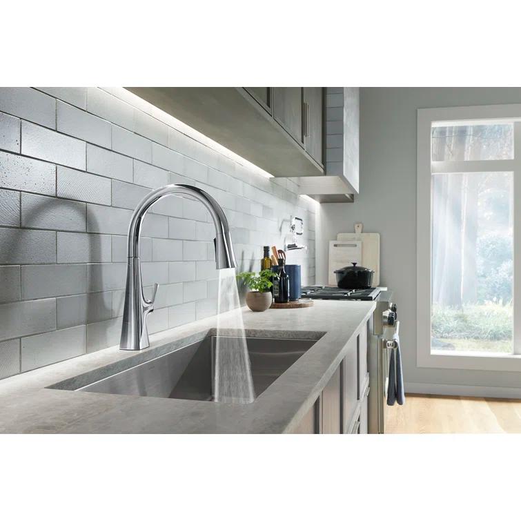 Graze Pull-Down Single Handle Kitchen Faucet With Three-Function Sprayhead With Accessories