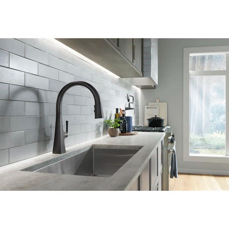 Graze Pull-Down Single Handle Kitchen Faucet With Three-Function Sprayhead With Accessories