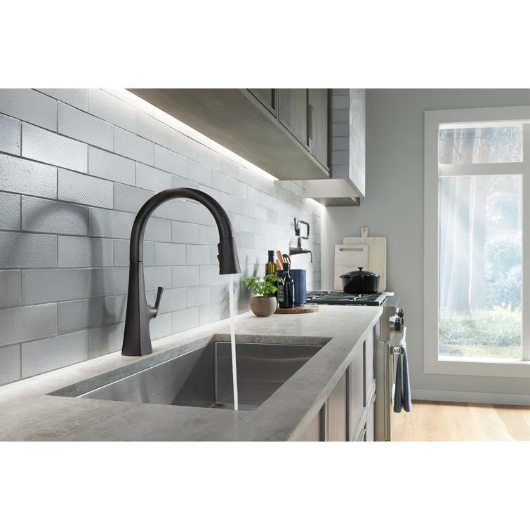Graze Pull-Down Single Handle Kitchen Faucet With Three-Function Sprayhead With Accessories