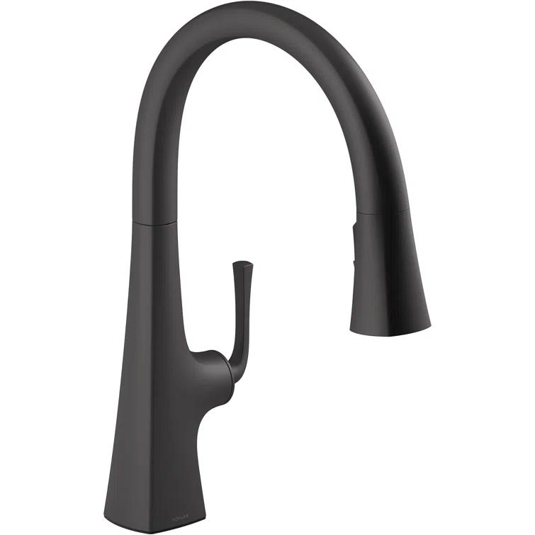 Graze Pull-Down Single Handle Kitchen Faucet With Three-Function Sprayhead With Accessories