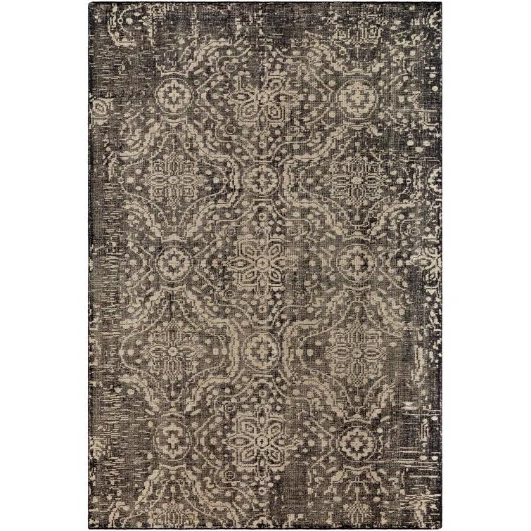 Hoboken Hand-Knotted Black/Khaki Area Rug