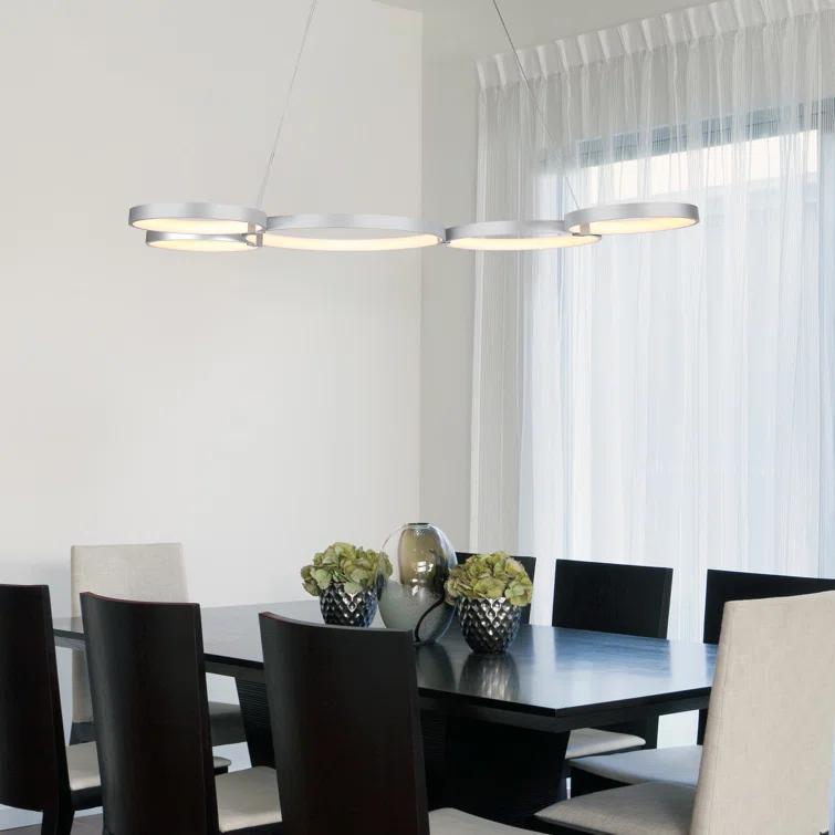 Capella 5-Light Geometric Ring Pendant 50" Integrated LED ETL Certified Adjustable Chandelier