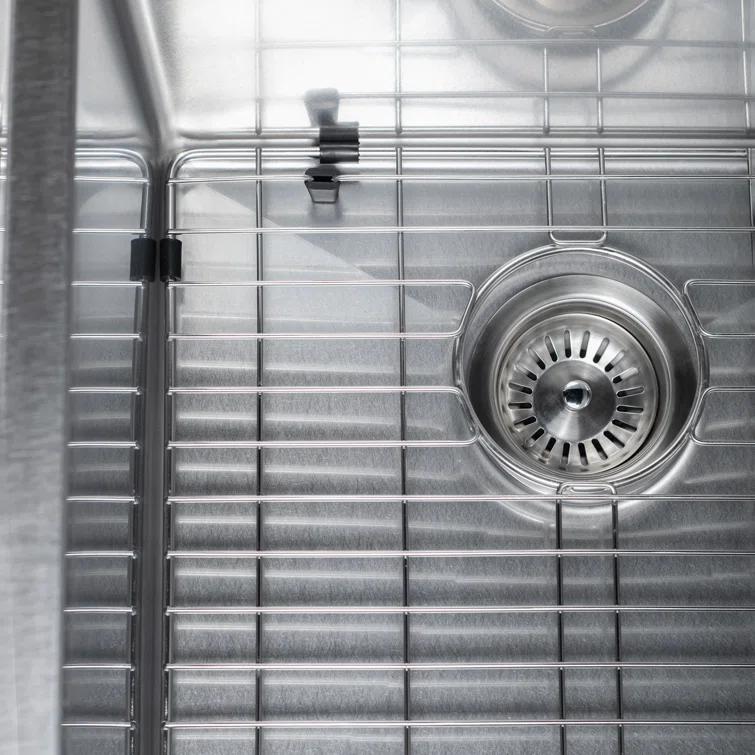 ZLINE 33 in. Chamonix Undermount Double Bowl DuraSnow Stainless Steel Kitchen Sink W/ Bottom Grid (SR60D-33S)