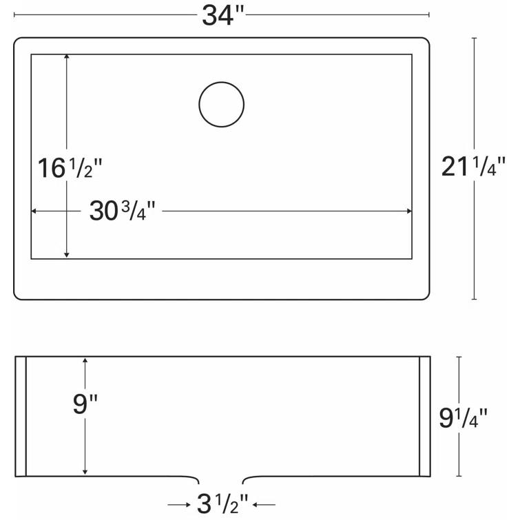 Karran Farmhouse/Apron-Front Quartz Composite 34'' X 21-1/4'' Single Bowl Kitchen Sink