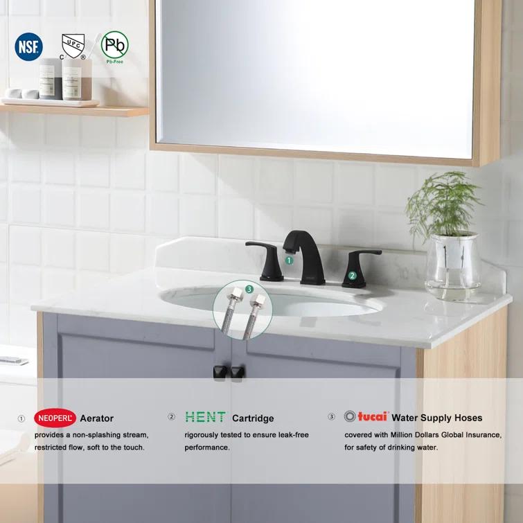Widespread 2-handle Bathroom Faucet with Drain Assembly