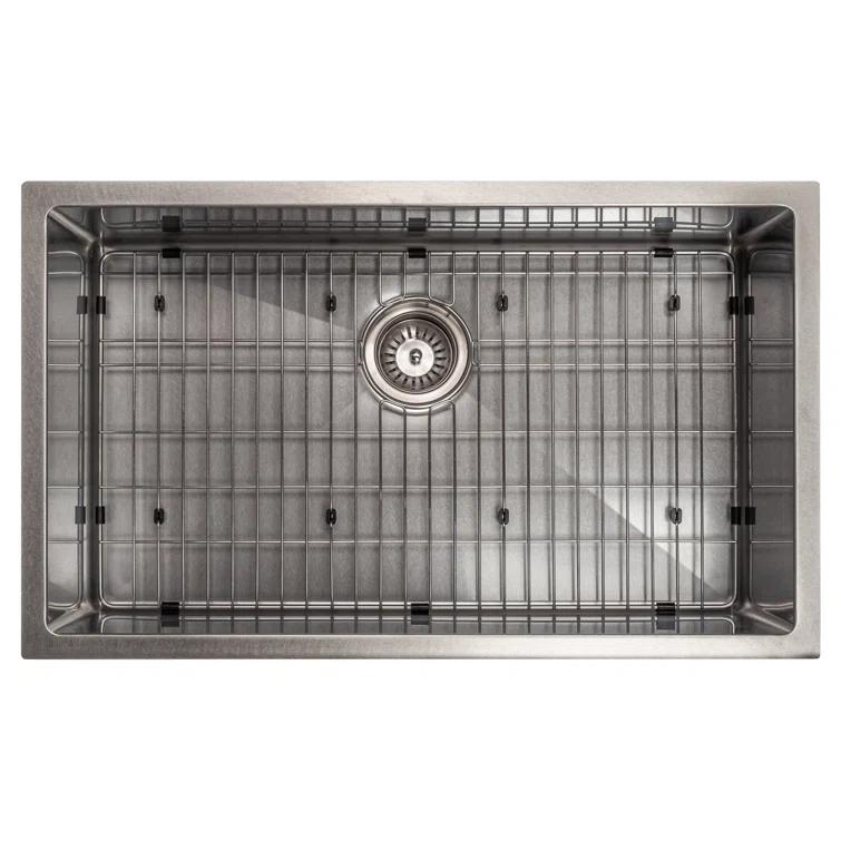 ZLINE 30 in. Meribel Undermount Single Bowl Satin Stainless Steel Kitchen Sink with Bottom Grid (SRS-30S)