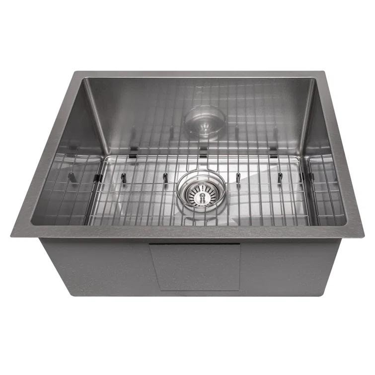 ZLINE 23 in. Meribel Undermount Single Bowl DuraSnow Stainless Steel Kitchen Sink W/ Bottom Grid (SRS-23S)
