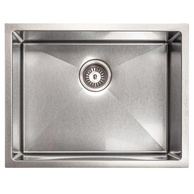 ZLINE 23 in. Meribel Undermount Single Bowl DuraSnow Stainless Steel Kitchen Sink W/ Bottom Grid (SRS-23S)