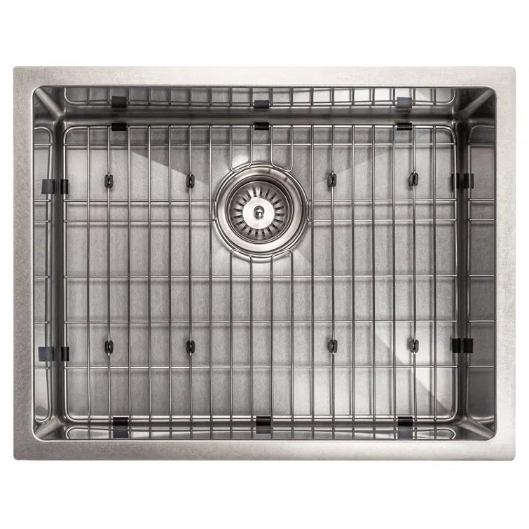 ZLINE 23 in. Meribel Undermount Single Bowl DuraSnow Stainless Steel Kitchen Sink W/ Bottom Grid (SRS-23S)