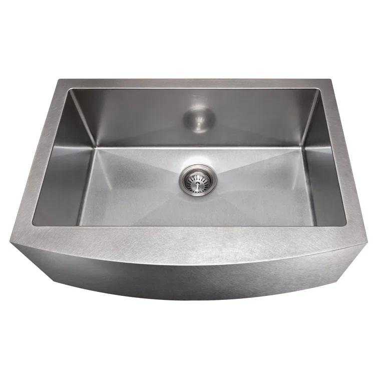 ZLINE 30 in. Zermatt Farmhouse Apron Mount Single Bowl DuraSnow Stainless Steel Kitchen Sink W/ Bottom Grid (SAS-30S)