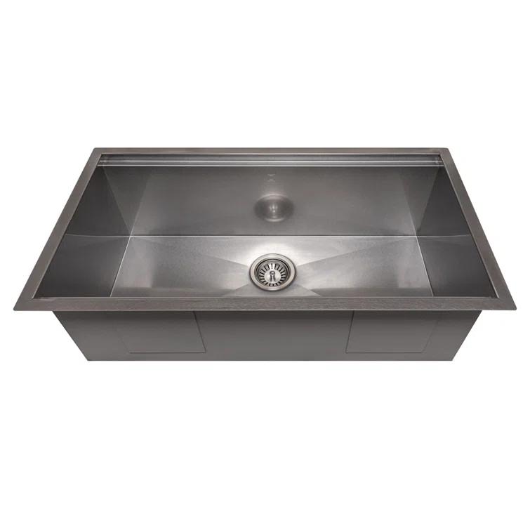 ZLINE 33 in. Garmisch Undermount Single Bowl Satin Stainless Steel Kitchen Sink with Bottom Grid and Accessories (SLS-33S)
