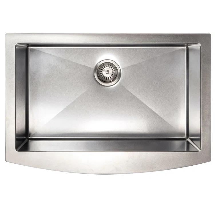 ZLINE 30 in. Zermatt Farmhouse Apron Mount Single Bowl DuraSnow Stainless Steel Kitchen Sink W/ Bottom Grid (SAS-30S)