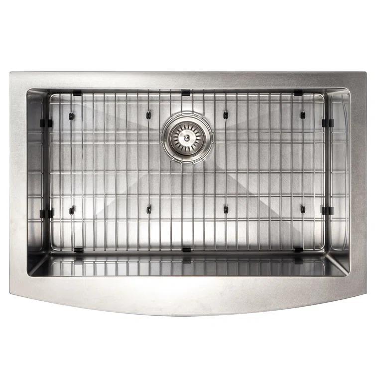 ZLINE 30 in. Zermatt Farmhouse Apron Mount Single Bowl DuraSnow Stainless Steel Kitchen Sink W/ Bottom Grid (SAS-30S)