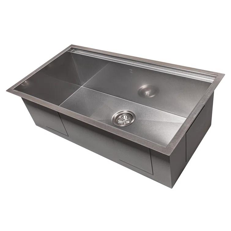 ZLINE 33 in. Garmisch Undermount Single Bowl Satin Stainless Steel Kitchen Sink with Bottom Grid and Accessories (SLS-33S)