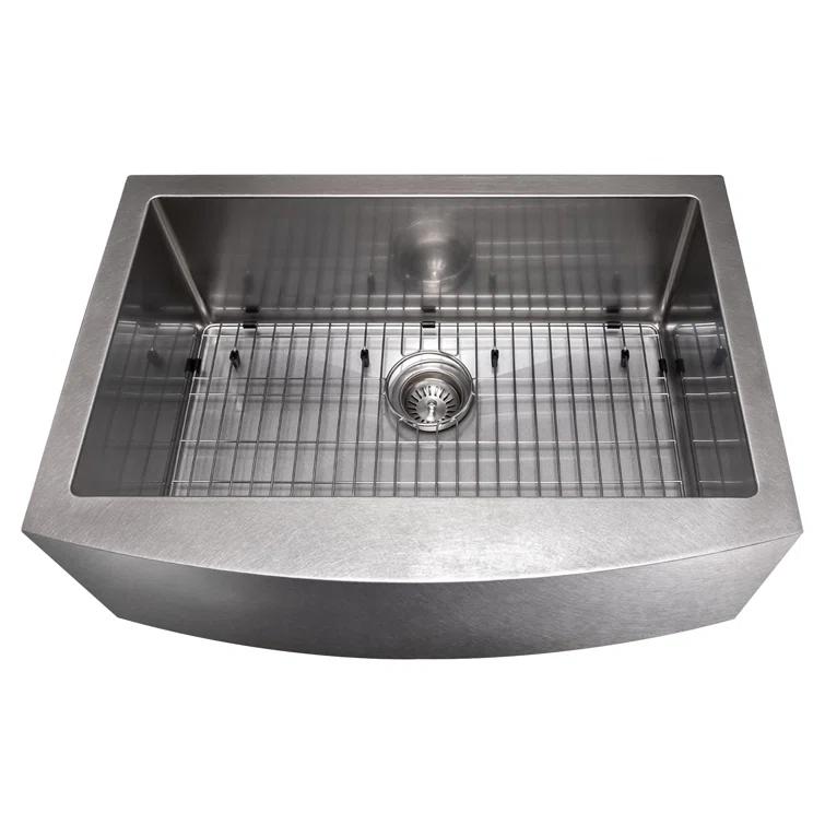 ZLINE 30 in. Zermatt Farmhouse Apron Mount Single Bowl DuraSnow Stainless Steel Kitchen Sink W/ Bottom Grid (SAS-30S)