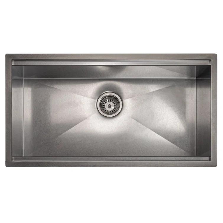 ZLINE 33 in. Garmisch Undermount Single Bowl Satin Stainless Steel Kitchen Sink with Bottom Grid and Accessories (SLS-33S)