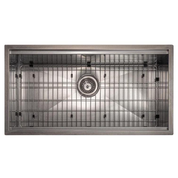 ZLINE 33 in. Garmisch Undermount Single Bowl Satin Stainless Steel Kitchen Sink with Bottom Grid and Accessories (SLS-33S)