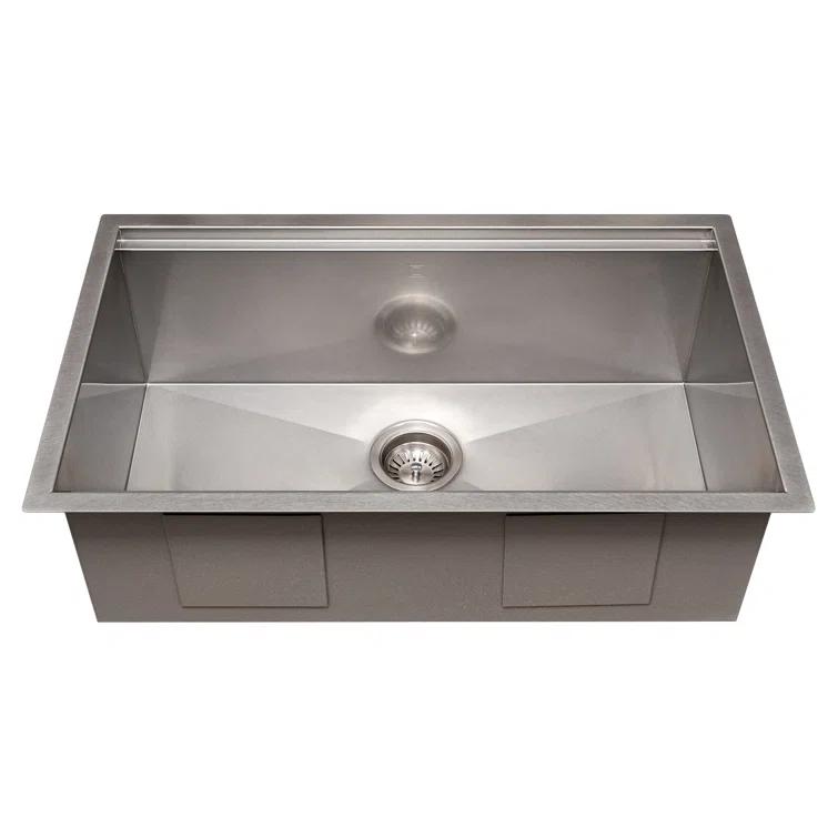 ZLINE 30 in. Garmisch Undermount Single Bowl DuraSnow Stainless Steel Kitchen Sink W/ Bottom Grid & Accessories (SLS-30S)