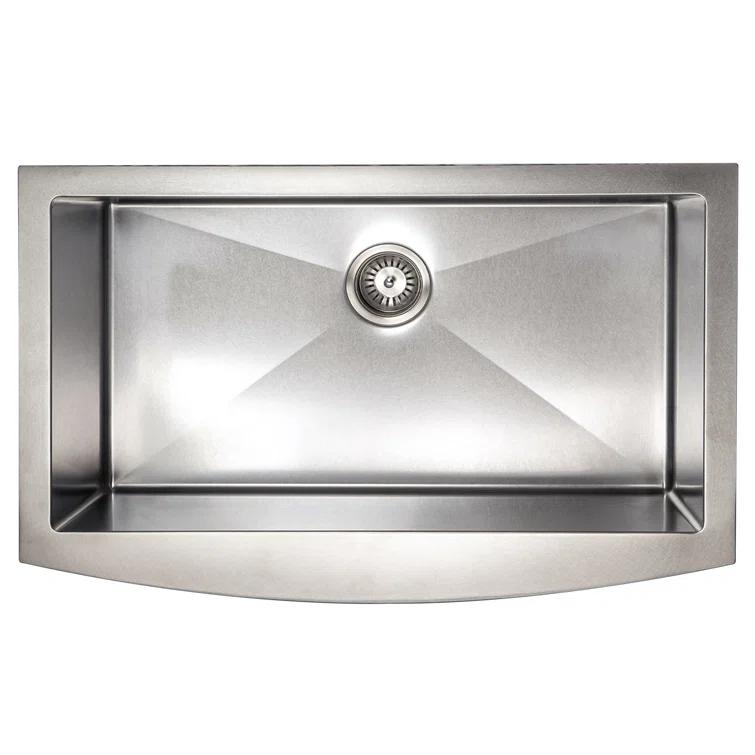 ZLINE 33 in. Vail Farmhouse Apron Mount Single Bowl DuraSnow Stainless Steel Kitchen Sink W/ Bottom Grid (SAS-33S)