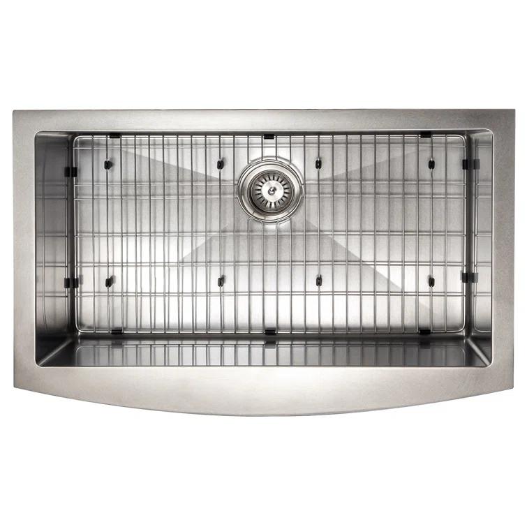 ZLINE 33 in. Vail Farmhouse Apron Mount Single Bowl DuraSnow Stainless Steel Kitchen Sink W/ Bottom Grid (SAS-33S)