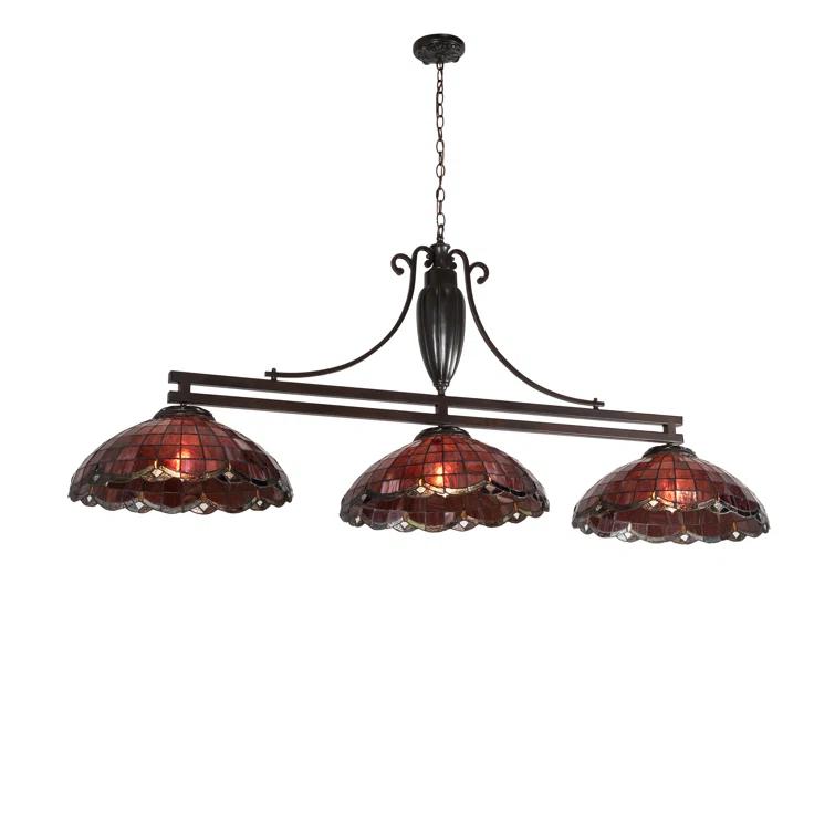 Meyda Lighting Meyda Tiffany & Stained Glass 3 - Light Mahogany Bronze Pool Table Lights Pendant