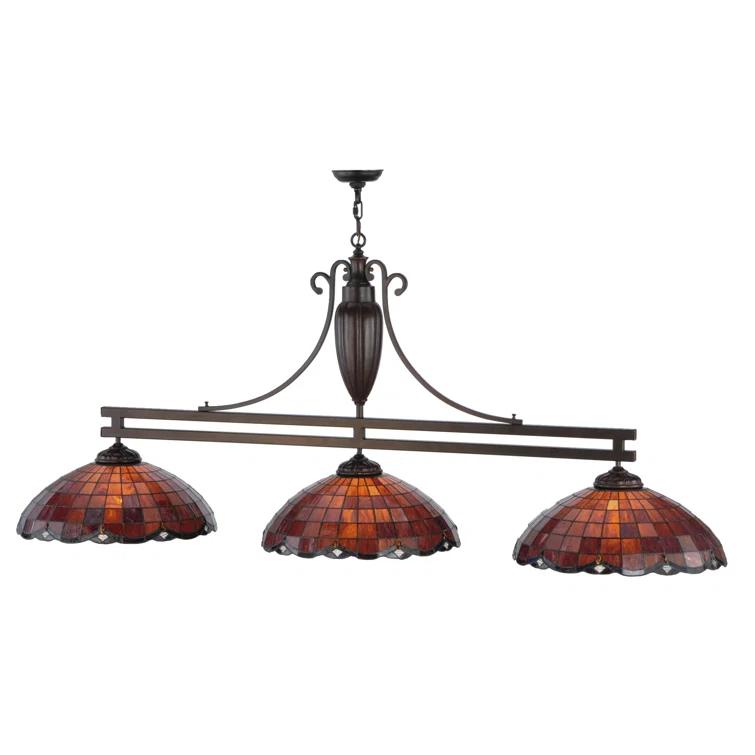 Meyda Lighting Meyda Tiffany & Stained Glass 3 - Light Mahogany Bronze Pool Table Lights Pendant