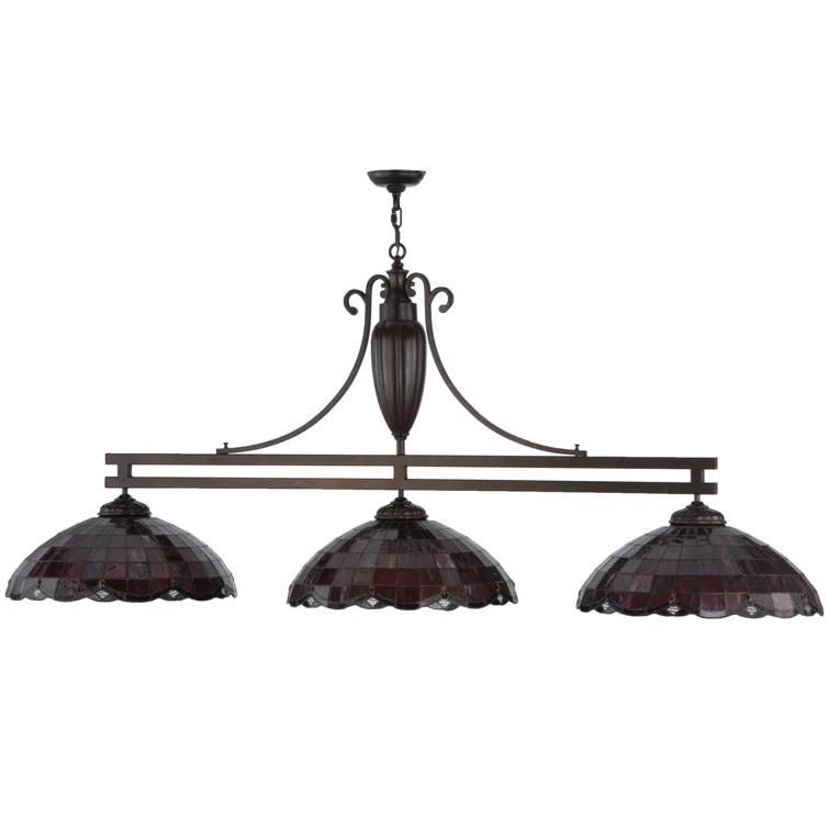 Meyda Lighting Meyda Tiffany & Stained Glass 3 - Light Mahogany Bronze Pool Table Lights Pendant