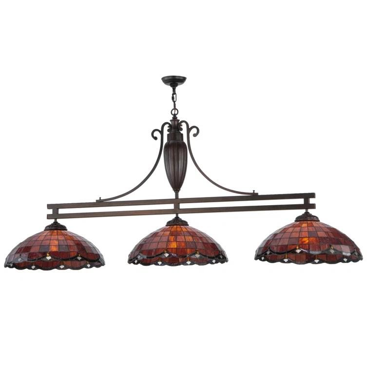 Meyda Lighting Meyda Tiffany & Stained Glass 3 - Light Mahogany Bronze Pool Table Lights Pendant
