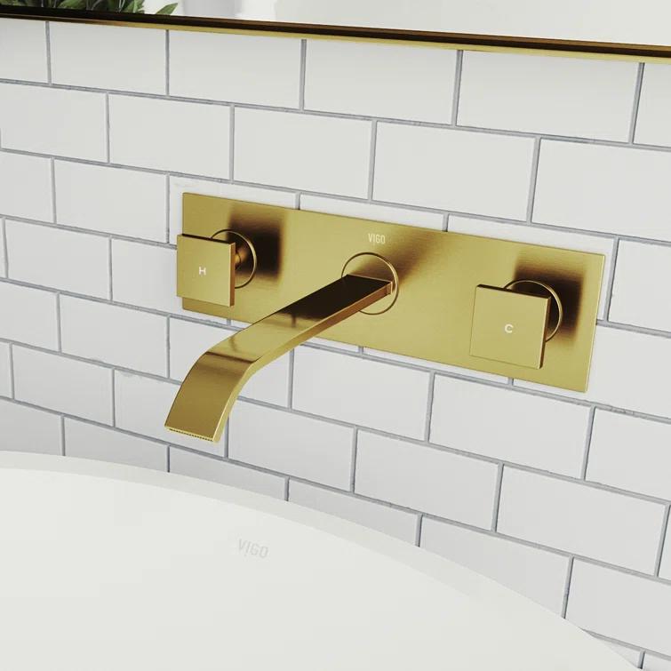Titus 3" H Two Handle WaterSense Wall Mount Bathroom Faucet