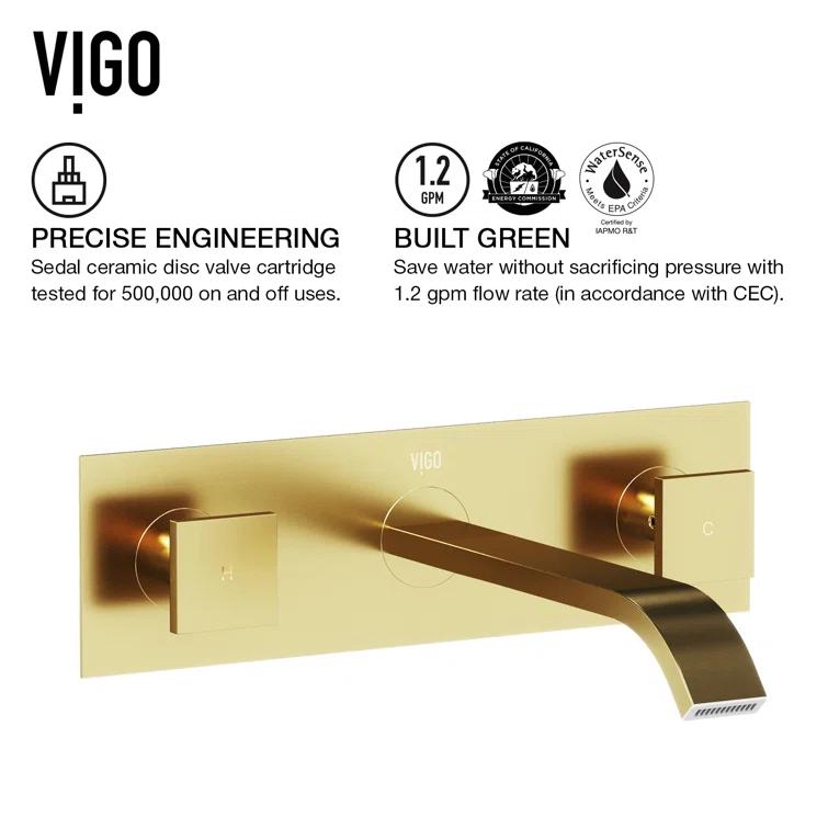Titus 3" H Two Handle WaterSense Wall Mount Bathroom Faucet