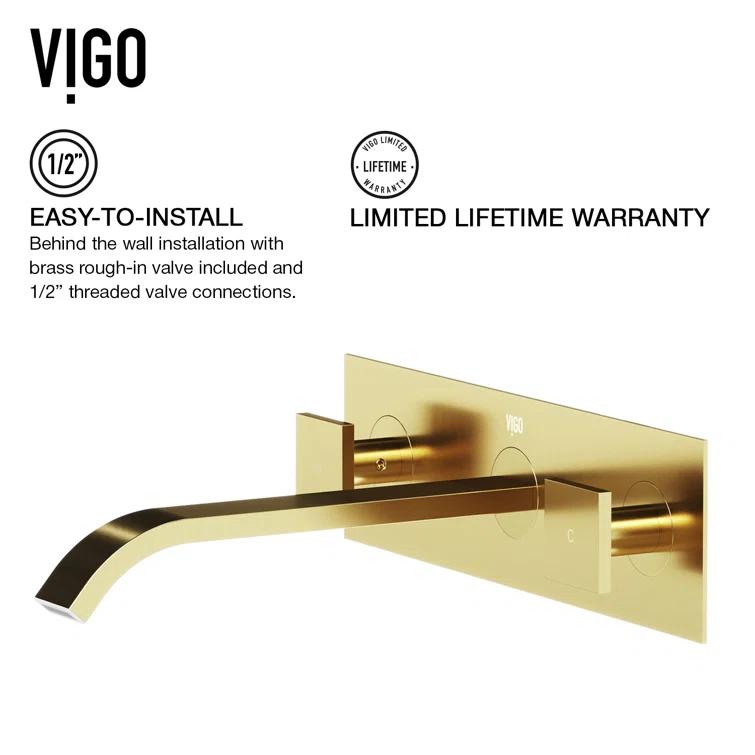 Titus 3" H Two Handle WaterSense Wall Mount Bathroom Faucet