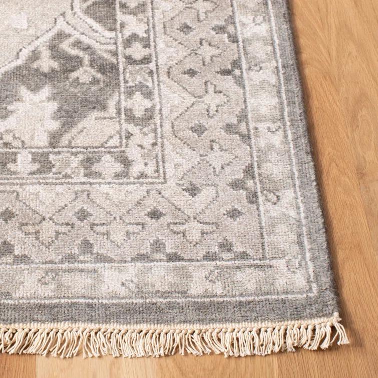 Dove Gray Hand-Knotted Wool Blend 8' x 10' Nomadic Rug